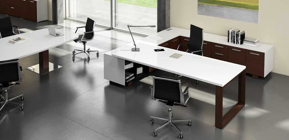 Executive wooden office desk Arche by Bralco Italy