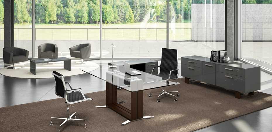 Executive wooden office desk Arche by Bralco Italy