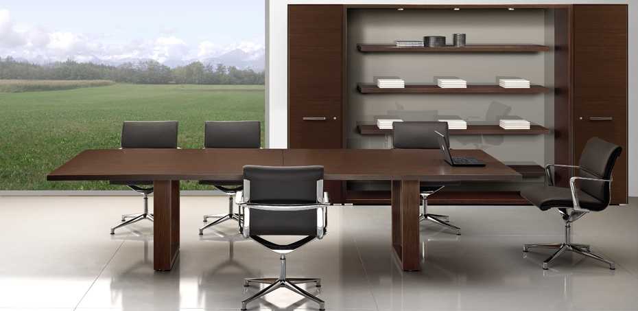 Executive wooden office desk Arche by Bralco Italy