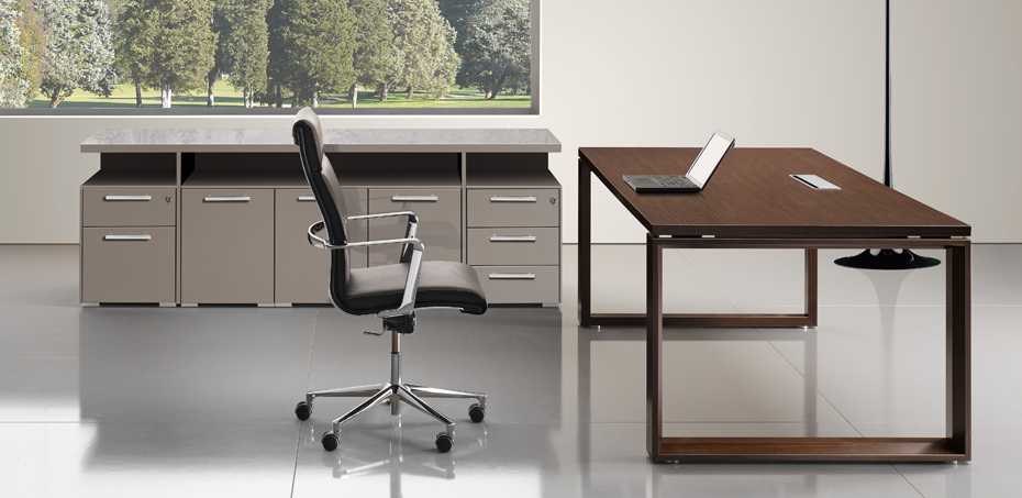 Executive wooden office desk Arche by Bralco Italy