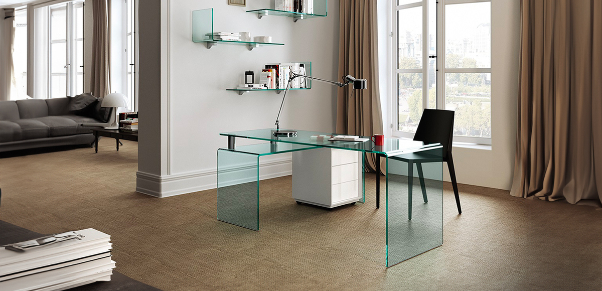 glass design desk Rialto