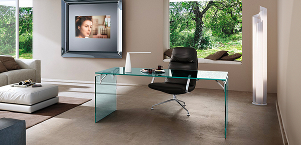 bright fiam italian glass desk